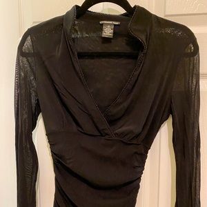 Black mesh designer top